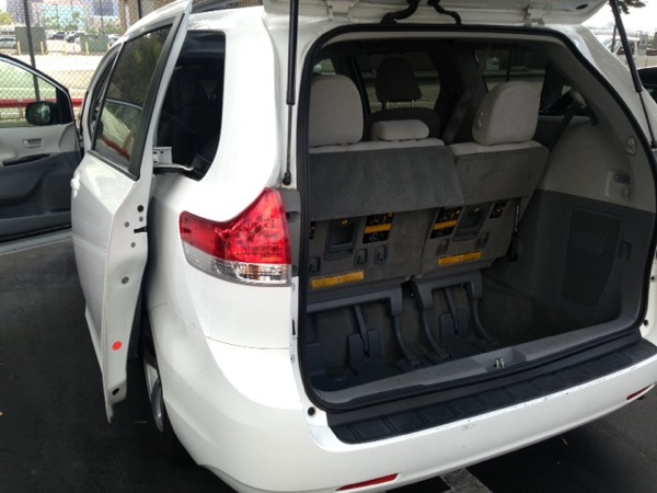 Trunk space in minivan.